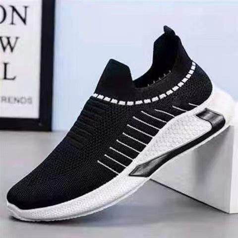 NEW Fashion Mesh Sock Shoes With Striped Design Men Outdoor Breathable Slip-on Sneakers Csuale Lightweight Running Sports Shoes