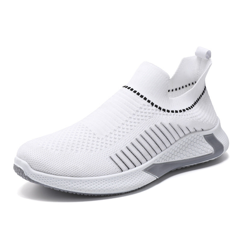 NEW Fashion Mesh Sock Shoes With Striped Design Men Outdoor Breathable Slip-on Sneakers Csuale Lightweight Running Sports Shoes
