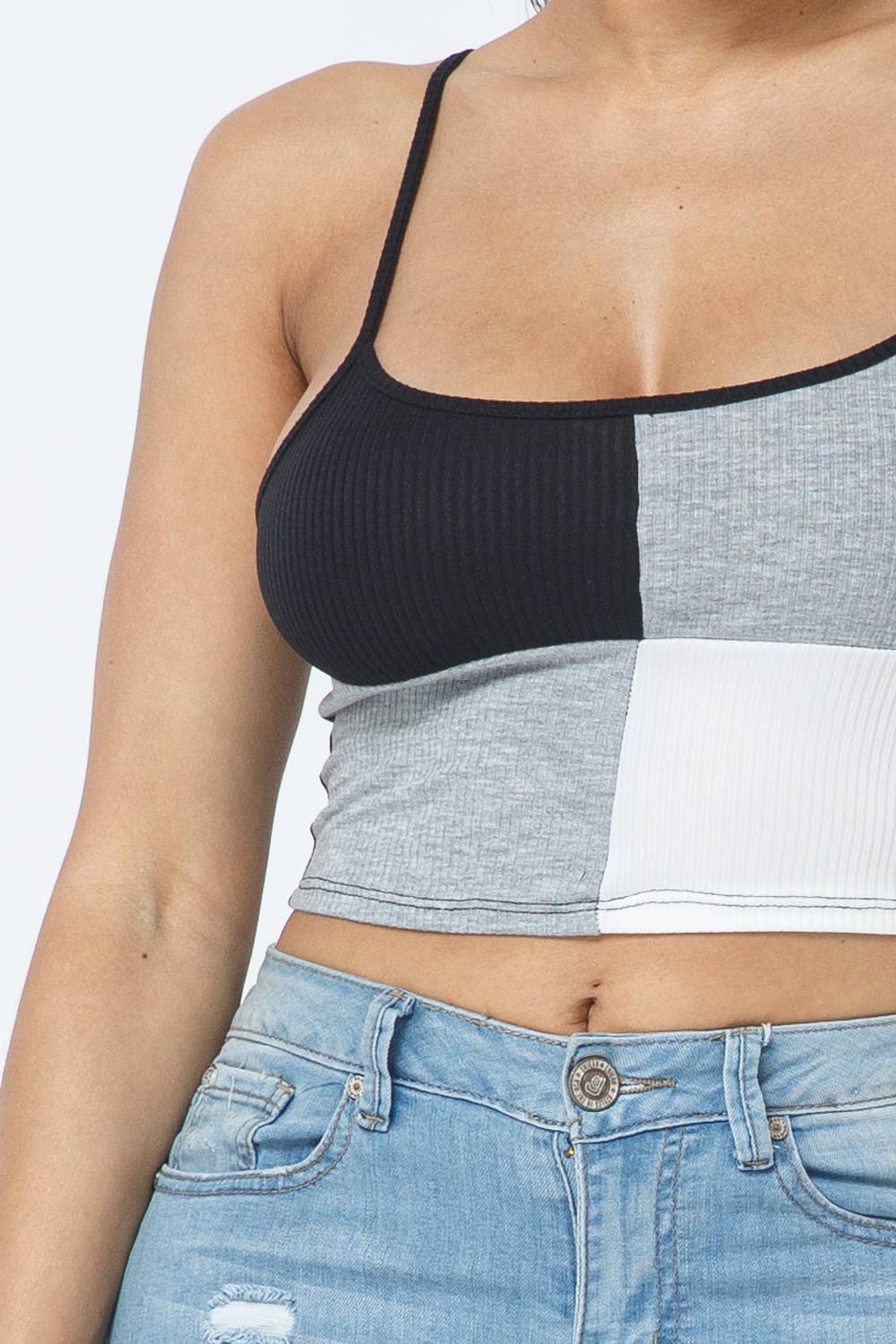 Sleeveless Color Block Crop Top