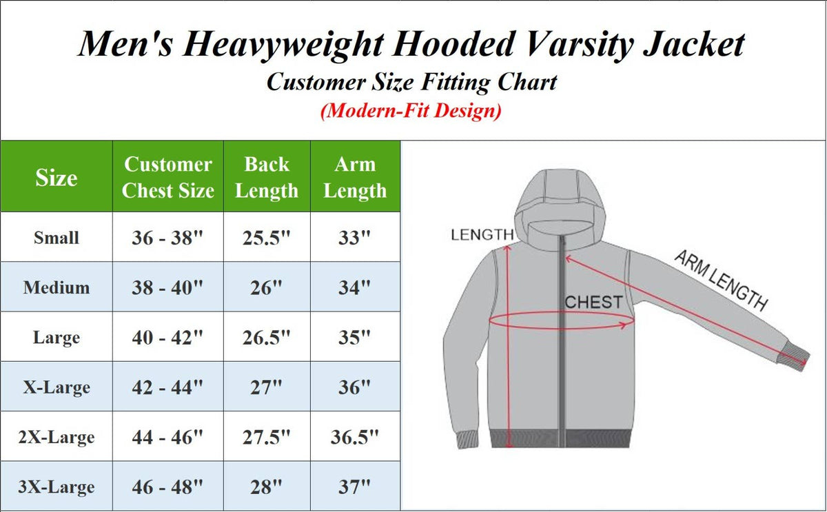 Men’s Hooded Varsity Jacket w/ Detachable Hood