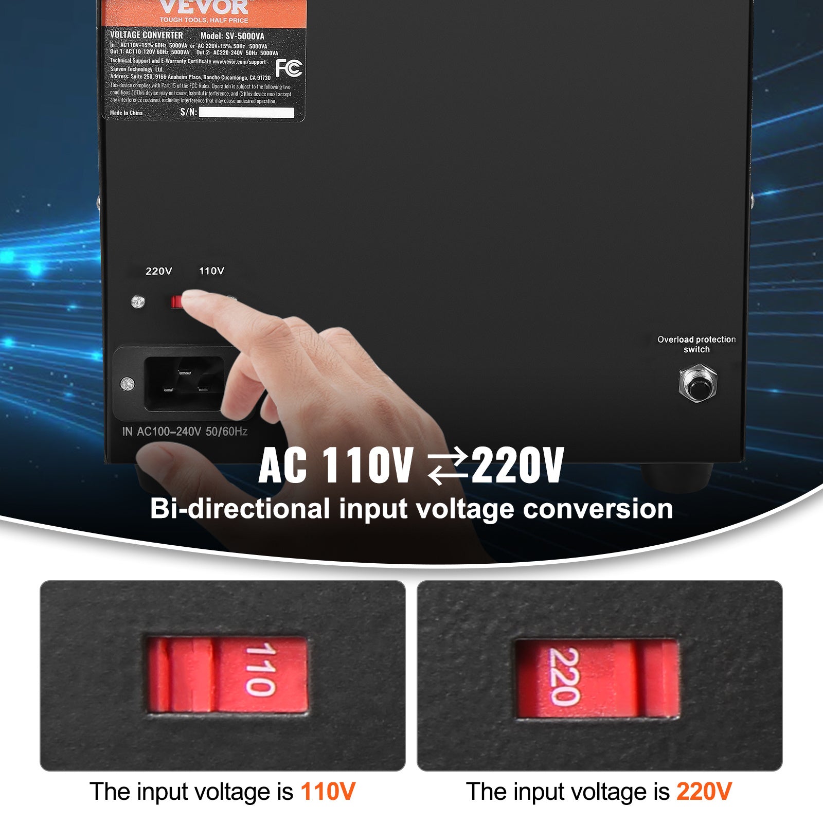 NEW Voltage Converter Transformer, 5000W, Heavy Duty Step Up Down Transformer, Convert From 110 Volt To 220 Volt And From 220 Volt To 110 Volt, With US Outlet EU Outlet 5V USB Port, CE Certified