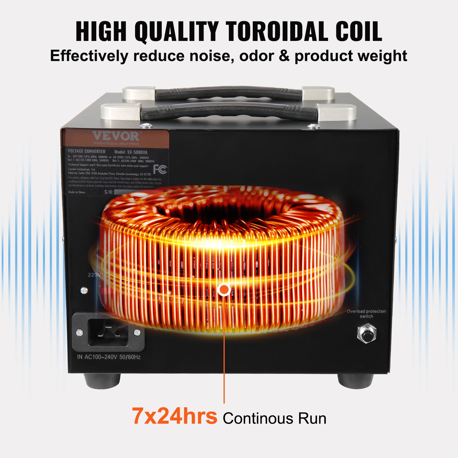 NEW Voltage Converter Transformer, 5000W, Heavy Duty Step Up Down Transformer, Convert From 110 Volt To 220 Volt And From 220 Volt To 110 Volt, With US Outlet EU Outlet 5V USB Port, CE Certified