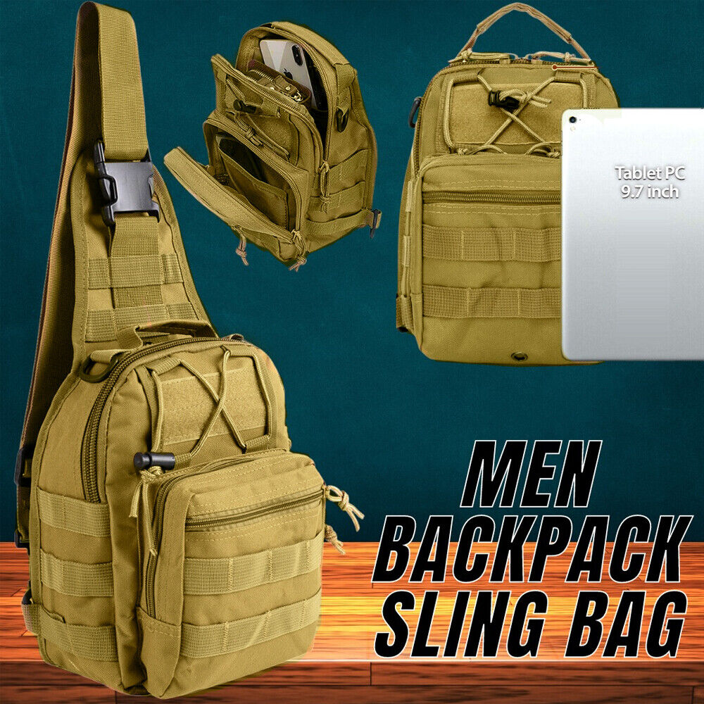 NEW Mens Backpack Waterproof Tactical Sling Chest Pack Shoulder Bag Outdoor Hiking