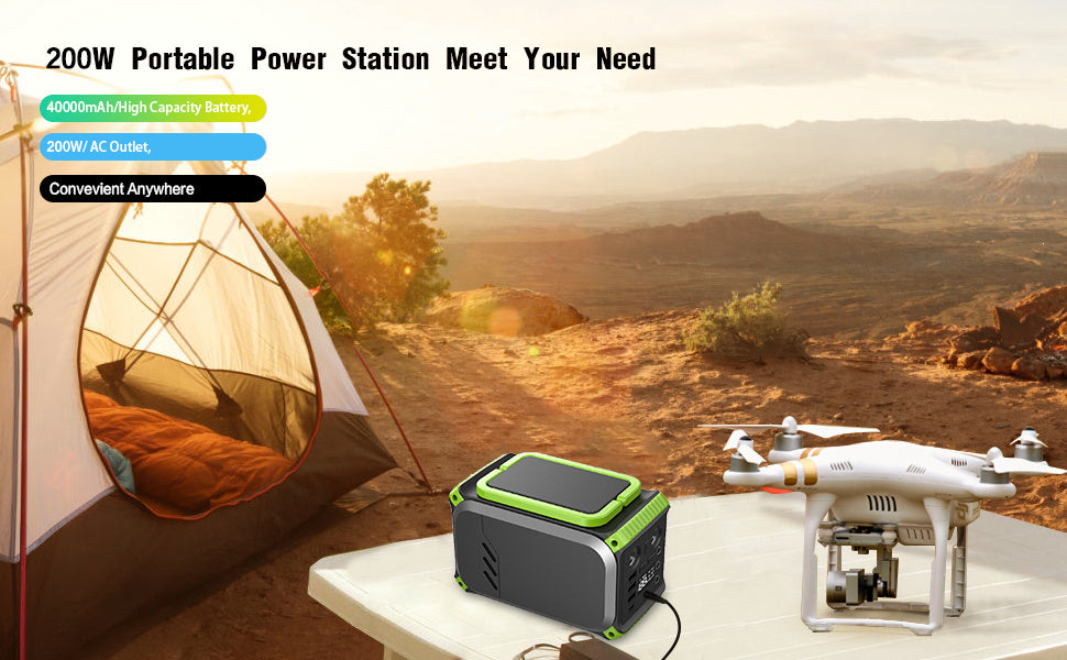Portable Power Station 110V, 148Wh 200 W Solar Generator,40000mAh