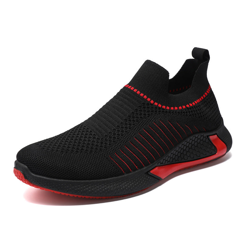 NEW Fashion Mesh Sock Shoes With Striped Design Men Outdoor Breathable Slip-on Sneakers Csuale Lightweight Running Sports Shoes