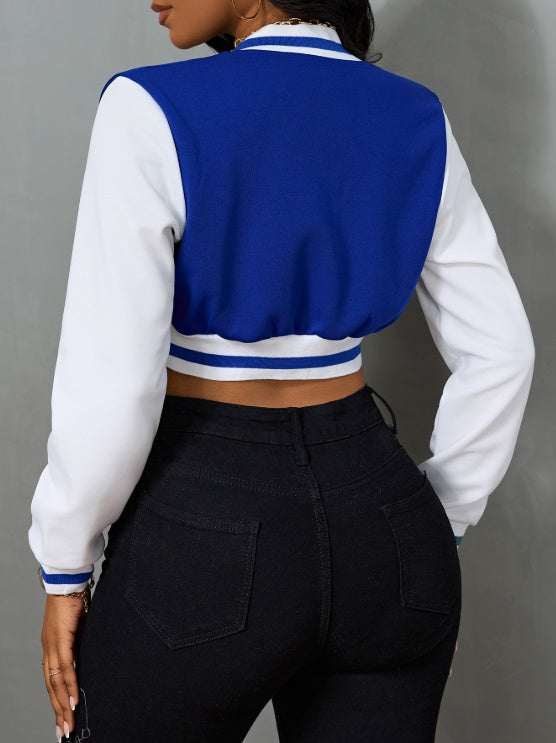 Printed Baseball Collar Fashionable Jacket