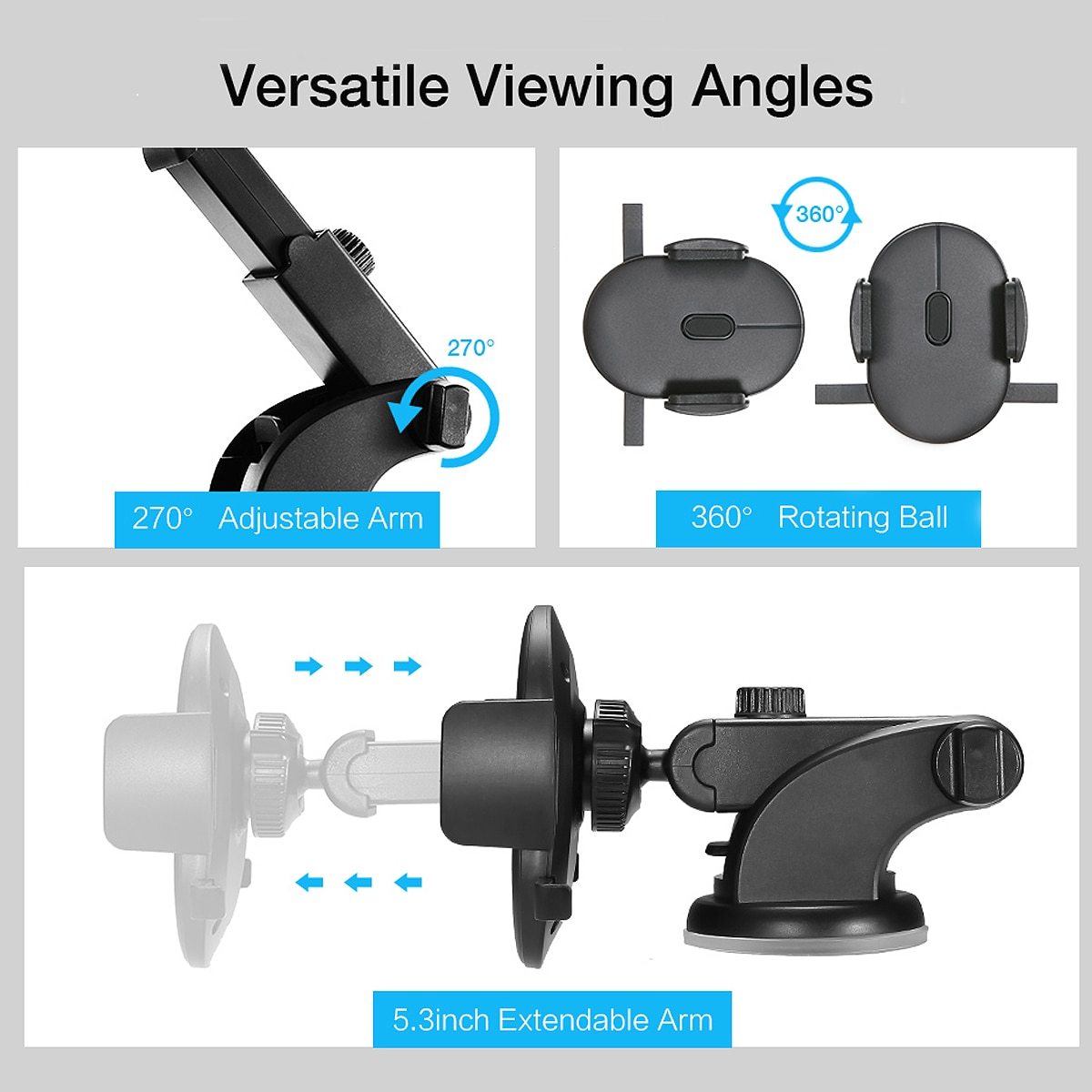 NEW Car Phone Holder Long Rod Telescopic Car Dashboard Suction Cup Type