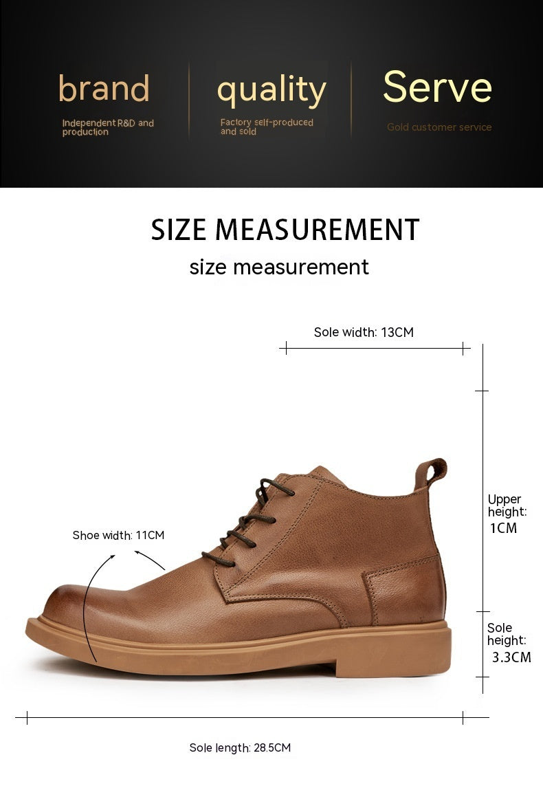 Martin NEW Boots Fashion Leather Boots Flat Lace-up Mid-top Boots Casual All-match Men&