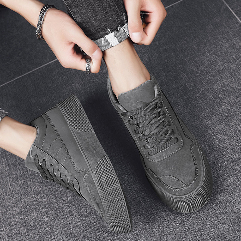 NEW Casual Board Flat Shoes Men Breathable Thick-soled Lace-up Sneakers For Walking Running