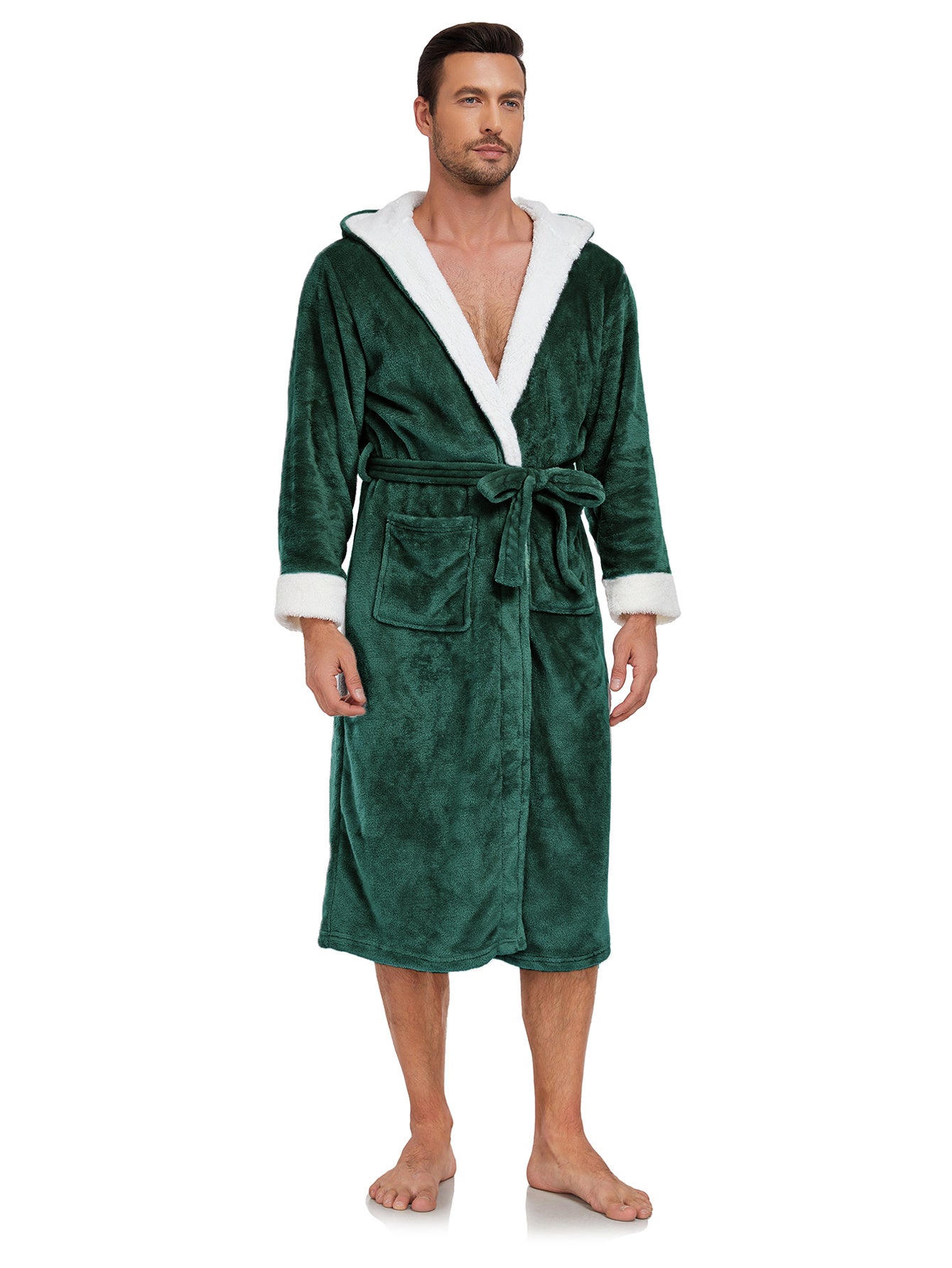 Women’s Plus Size Hooded Flannel Robe – 300GSM Thick Winter Fleece, Long Warm Bathrobe with Pockets