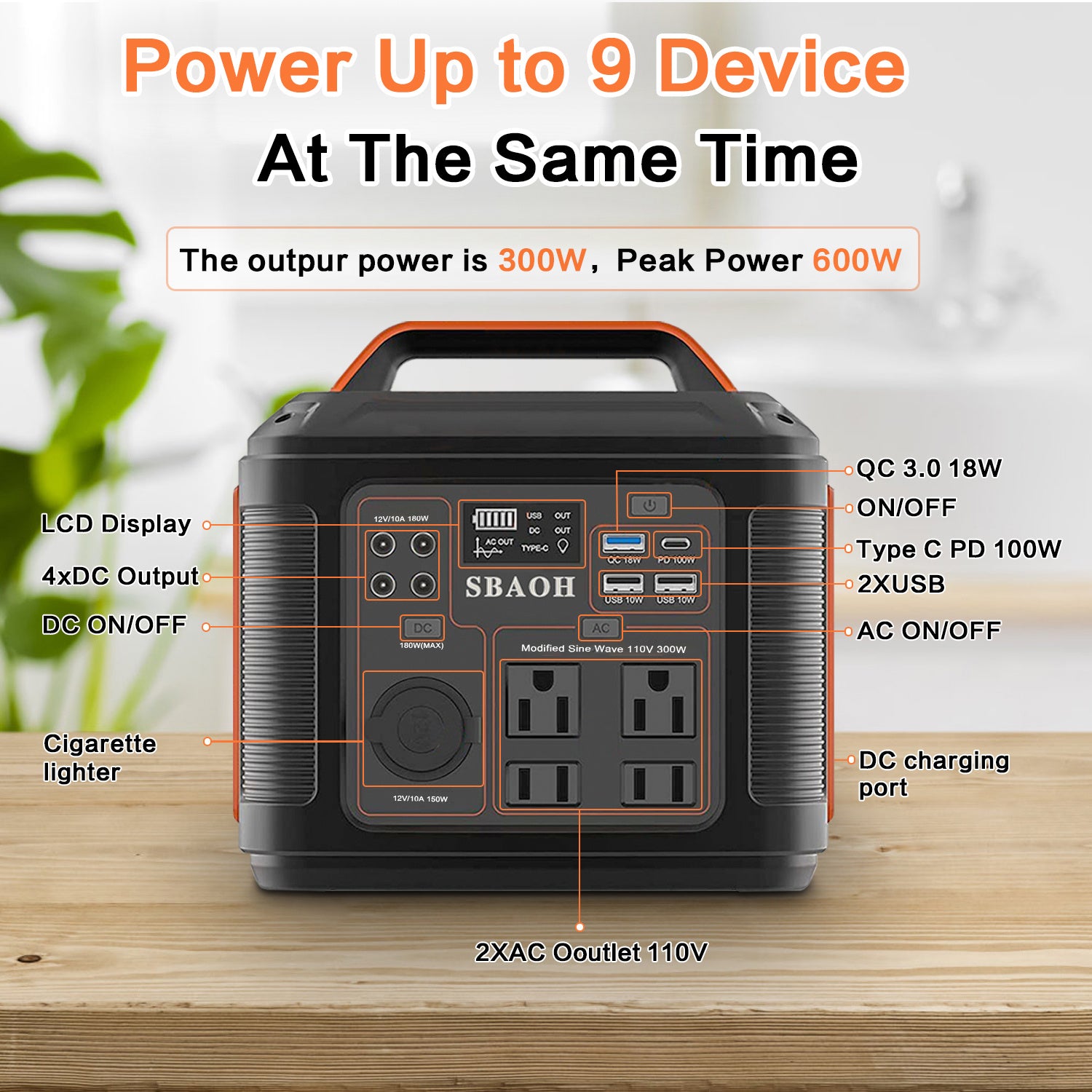 NEW US Plug Portable Power Station P302,300W 296Wh Backup Lithium Battery,Solar Generator For Home And Outdoor Emergency Power Supply,Solar Panel Is Not Included