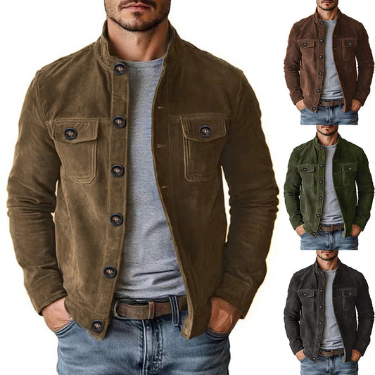 Men’s Faux Suede Jacket — Slim Fit Vintage Style