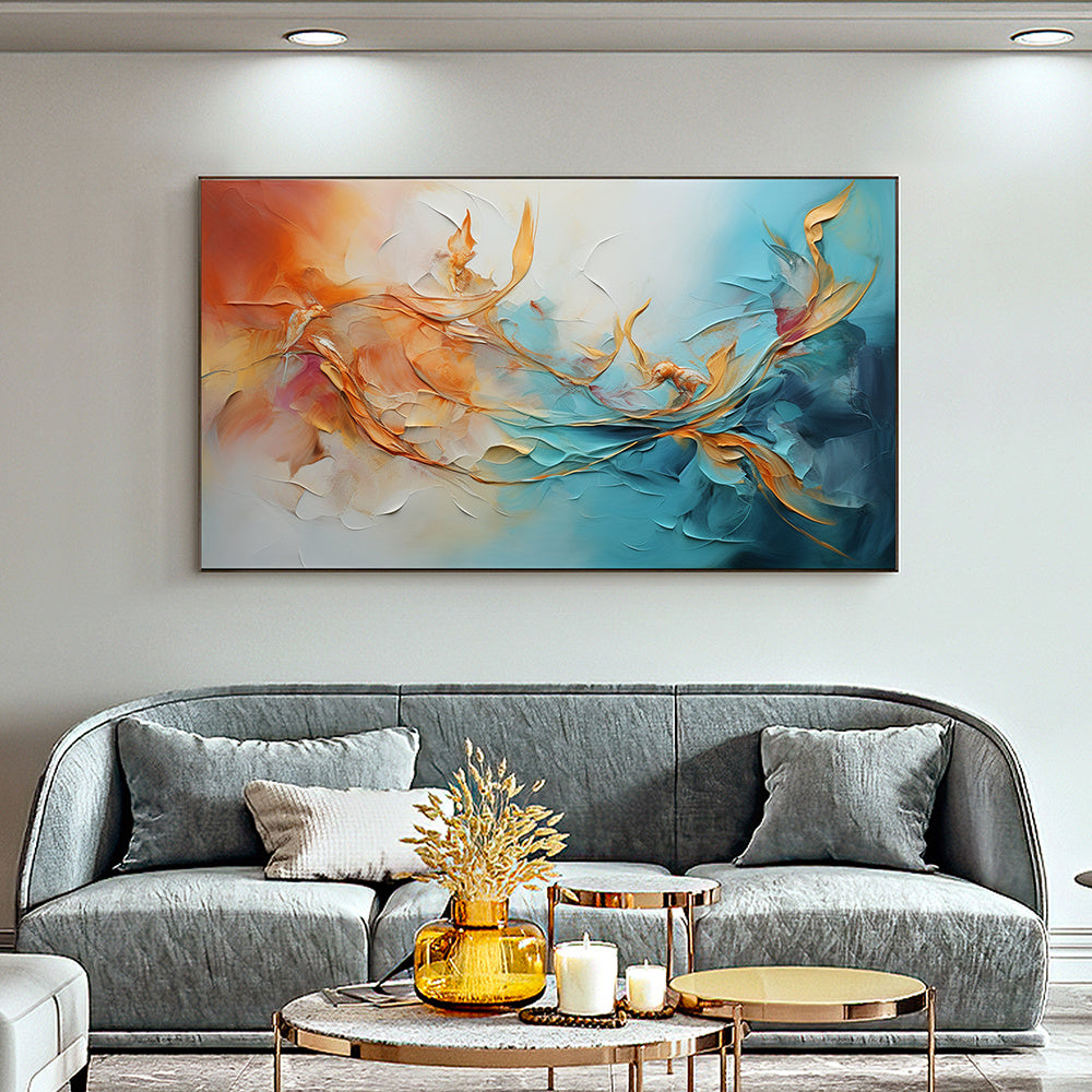 NEW Abstract Flowers Wall Decor Art Poster Ocean Seaside Thick Gray And Black Oil Painting (US ONLY)