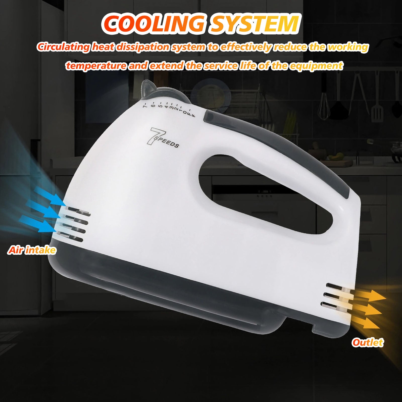 NEW Hand Mixer Electric, Stainless Steel Electric Whisk With Dough Hooks For Baking, 7 Speeds, 260W, Turbo Boost & Easy Eject Button