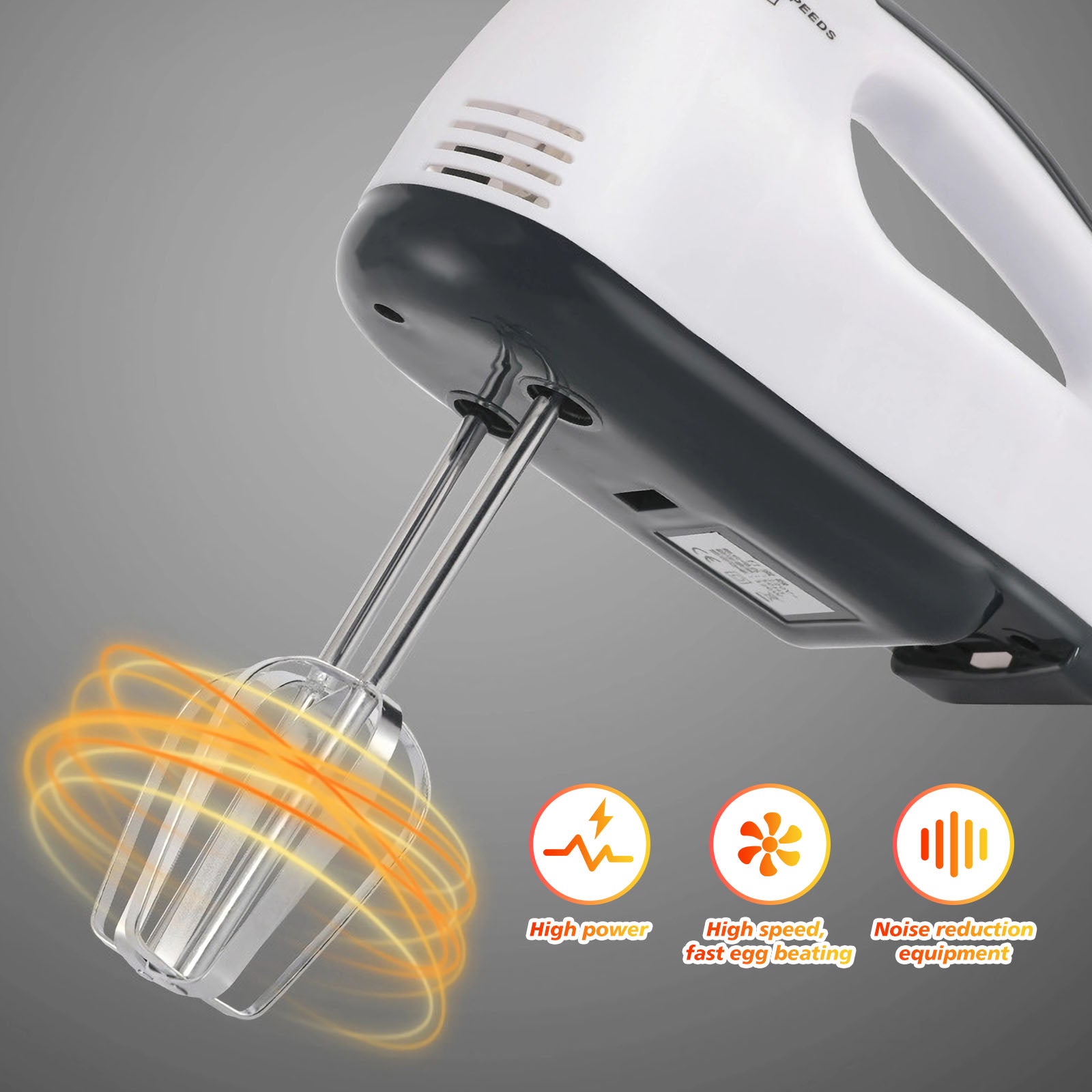 NEW Hand Mixer Electric, Stainless Steel Electric Whisk With Dough Hooks For Baking, 7 Speeds, 260W, Turbo Boost & Easy Eject Button