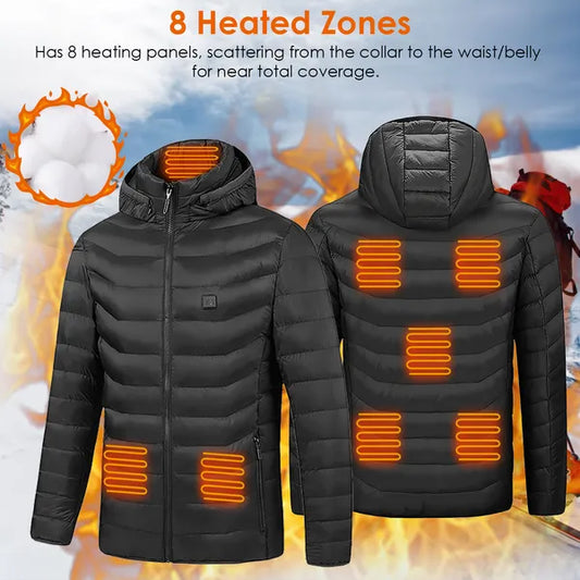 Men’s Heated Winter Puffer Jacket – 3 Temperature Levels (USB Powered)