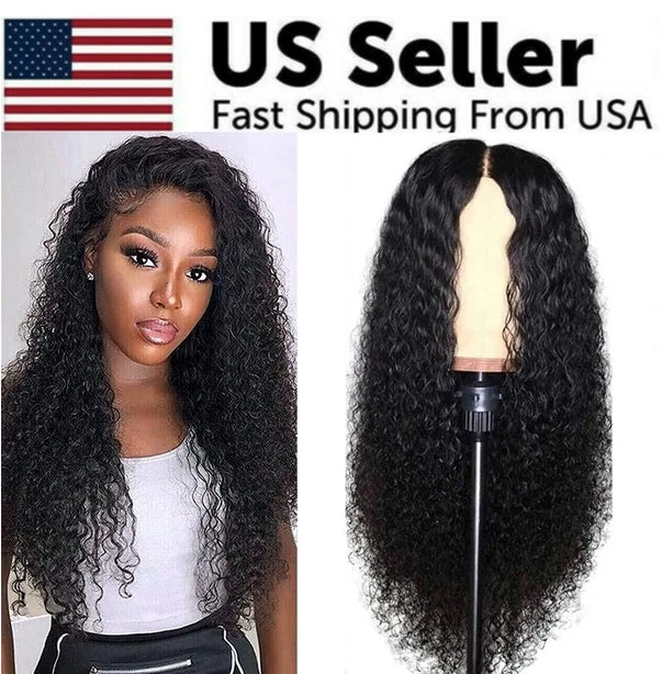 NEW AA Hair Front Wig Womens Brazilian Human Long Curly Lace Wavy Hair Wigs US 2023