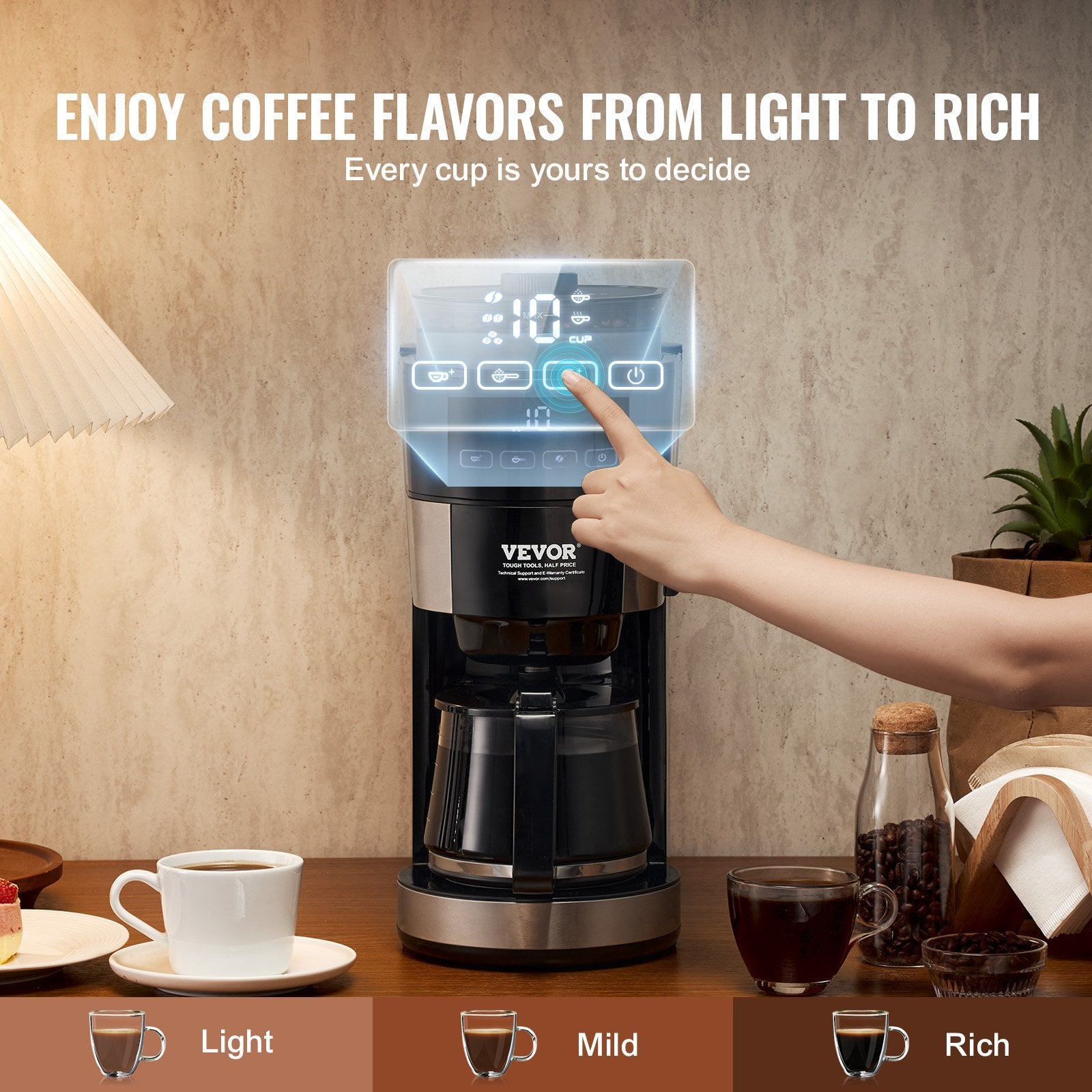 NEW Coffee Maker Drip Coffee Machine With 3 Brew Strength Control