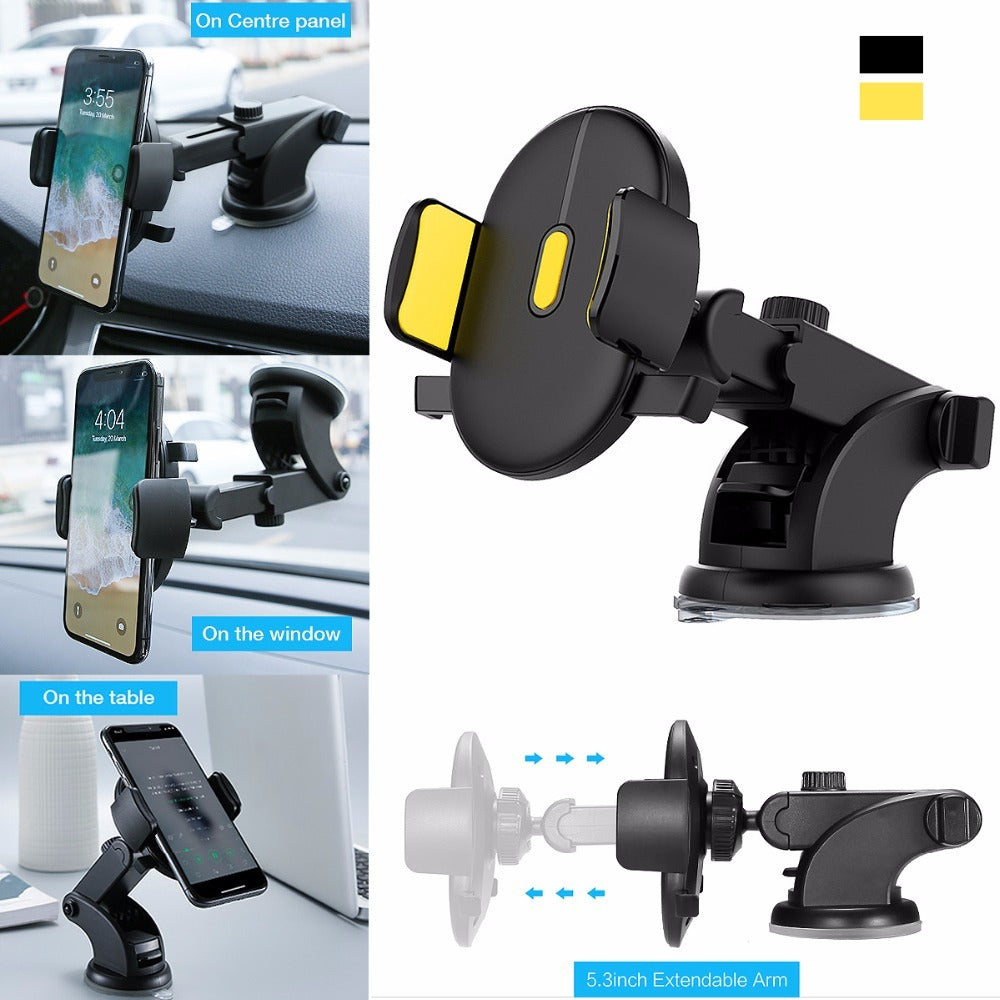 NEW Car Phone Holder Long Rod Telescopic Car Dashboard Suction Cup Type