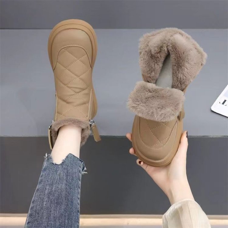 NEW Snow Boots For Women Winter New Fleece-lined Thickened Northeast China Cotton Shoes Waterproof Non-slip Warm