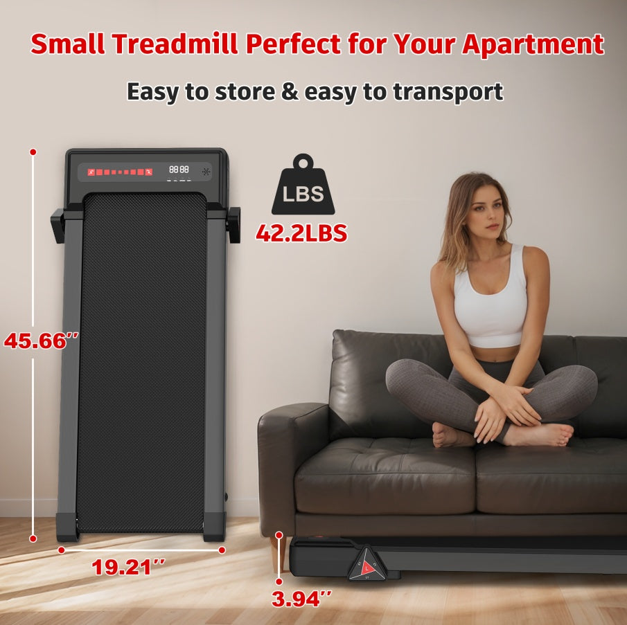 Walking Pad Under Desk Treadmill For Home Office -2.5HP Walking Treadmill 0.5-4MPH 265LBS Capacity Treadmill For Walking Running Remote Control Batteries