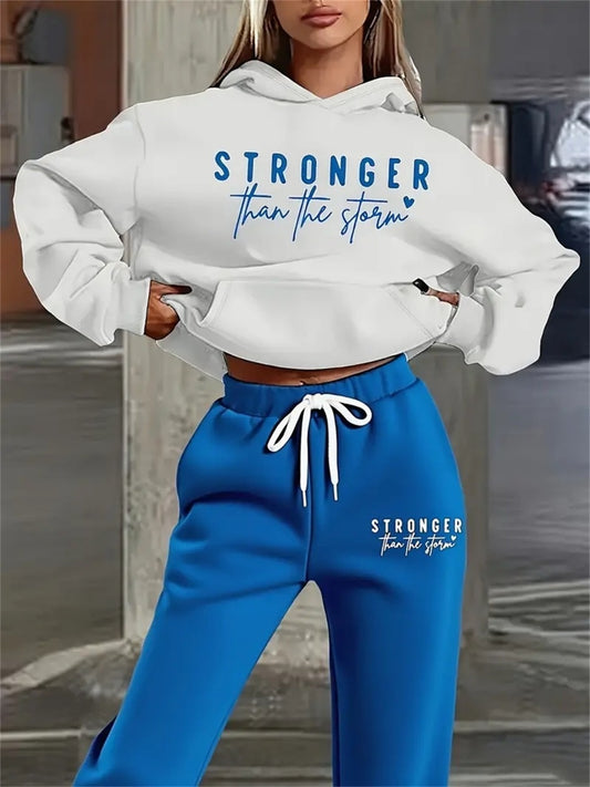 Women's Letter Print 2-Piece Outfit – Top & Pants Set