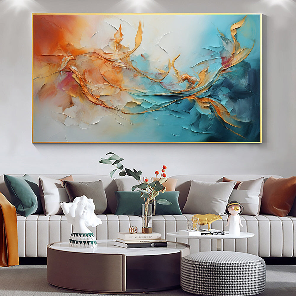 NEW Abstract Flowers Wall Decor Art Poster Ocean Seaside Thick Gray And Black Oil Painting (US ONLY)
