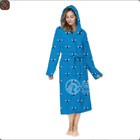 Women’s Luxury Flannel Robe – Ultra-Soft Warm Plush Bathrobe with V-Neck, Embroidery & Premium 100% Polyester