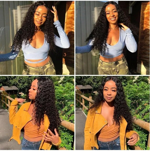 NEW AA Hair Front Wig Womens Brazilian Human Long Curly Lace Wavy Hair Wigs US 2023