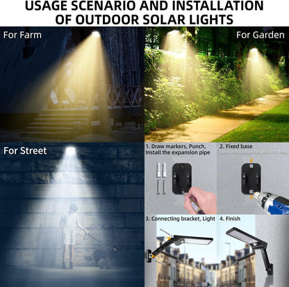 NEW 2 Pack Outdoor Solar Flood Lights Wireless 48 LED Waterproof Security Motion Sensor Light With 3 Modes