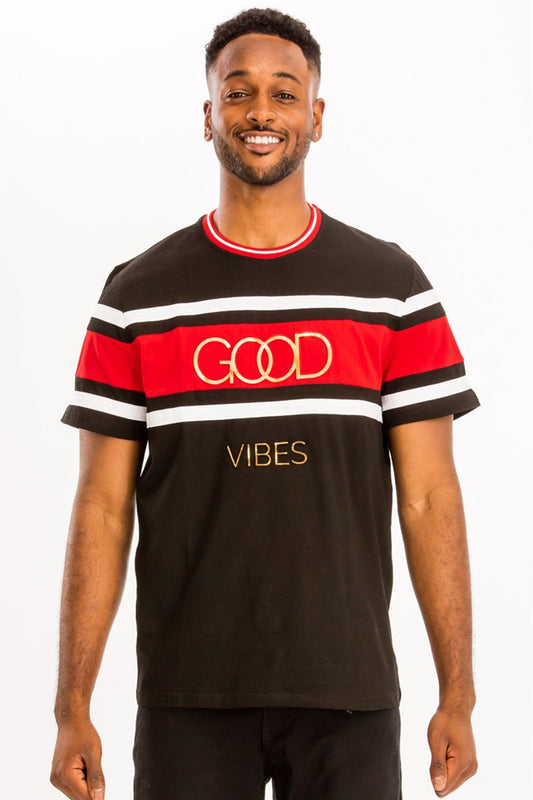 Men’s “Good Vibes” Short-Sleeve Cotton Tee – Casual Graphic T-Shirt