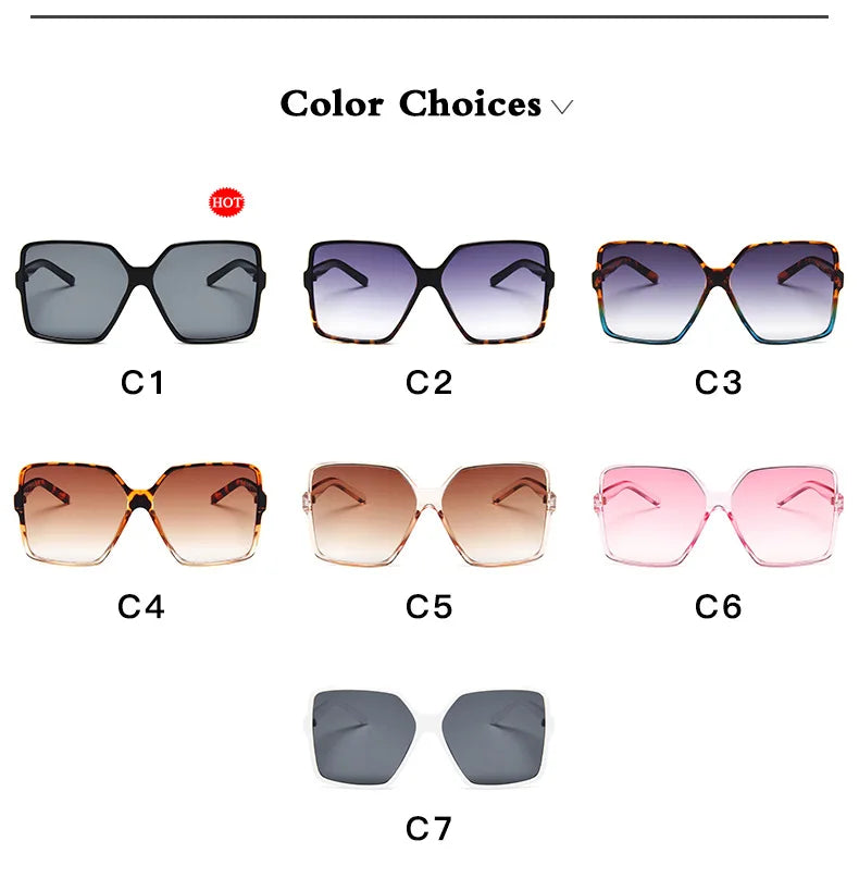 Women Oversized Sunglasses Gradient Plastic