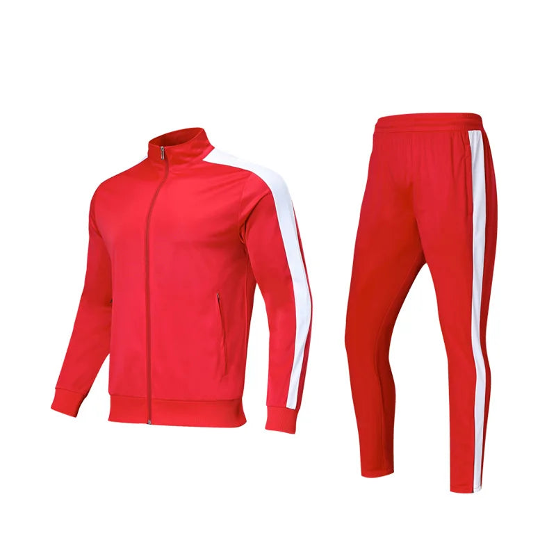 New Autumn Winter Adults Men Tracksuit Sets Full Zipper Kids Soccer Sets Male Tracksuits Casual Jogging Sports Wear
