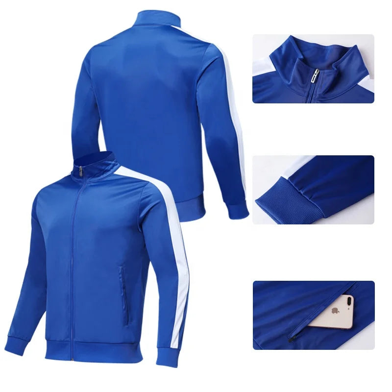 New Autumn Winter Adults Men Tracksuit Sets Full Zipper Kids Soccer Sets Male Tracksuits Casual Jogging Sports Wear