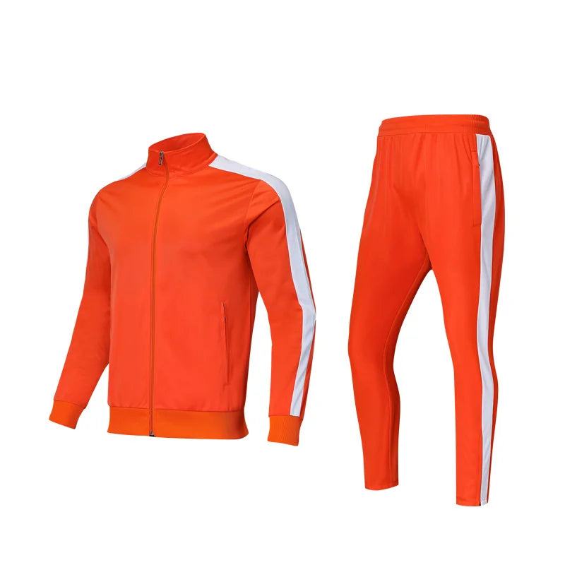 New Autumn Winter Adults Men Tracksuit Sets Full Zipper Kids Soccer Sets Male Tracksuits Casual Jogging Sports Wear