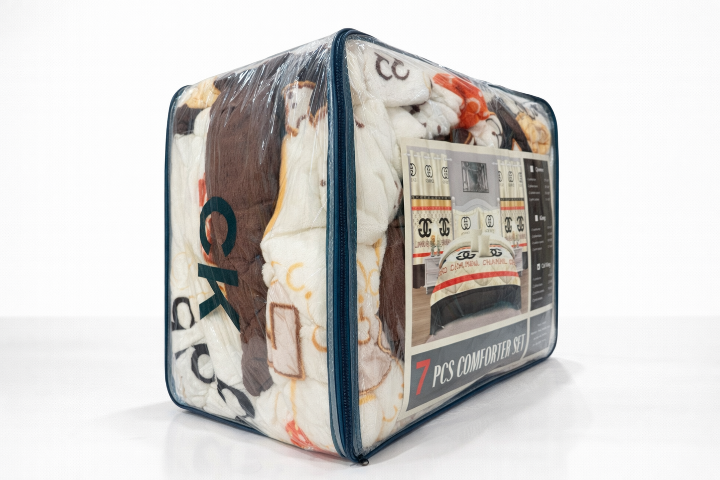 7-Piece Luxury Comforter Set with Curtains & Pillow Shams – Queen, King, Cal King – Pink Embroidered Bedding Set