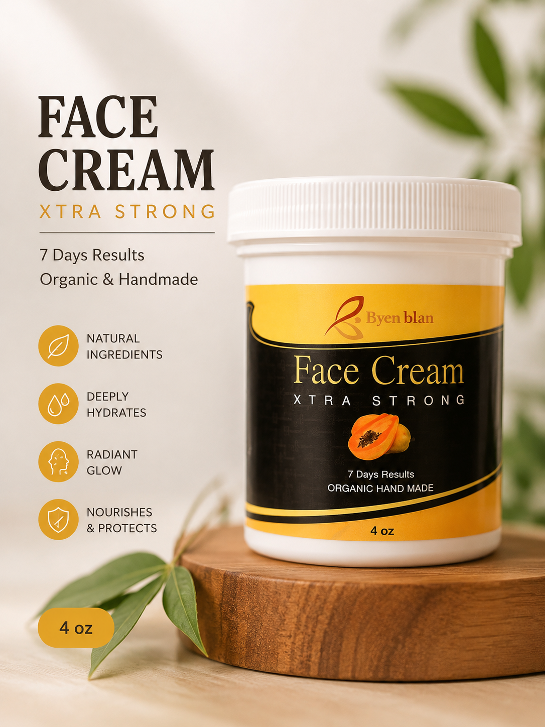 Byenblan Xtra Strong Papaya Face Cream – 4 oz
