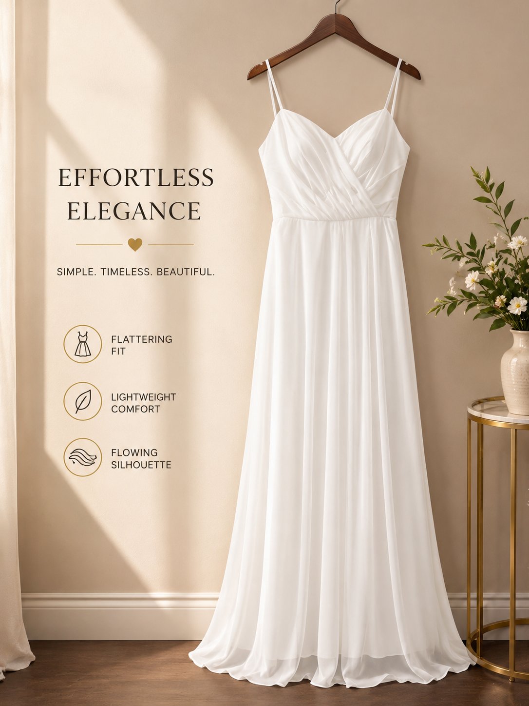 Elegant White Chiffon Maxi Dress