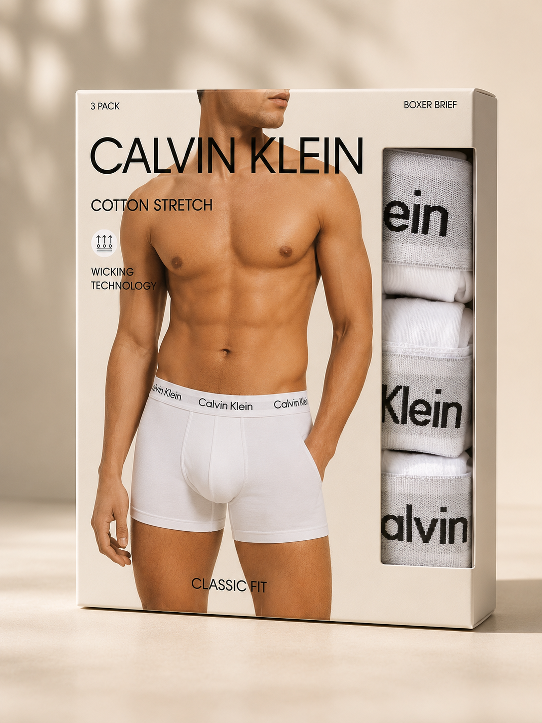 Calvin Klein Cotton Stretch Boxer Briefs – 3 Pack, Classic Fit, Moisture-Wicking (Black, Size L)