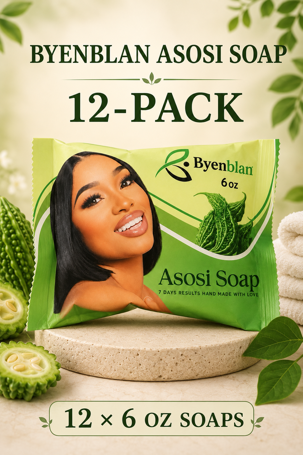Byenblan Asosi Soap 12-Pack 6 oz Face & Body Cleansing Bars Full Size