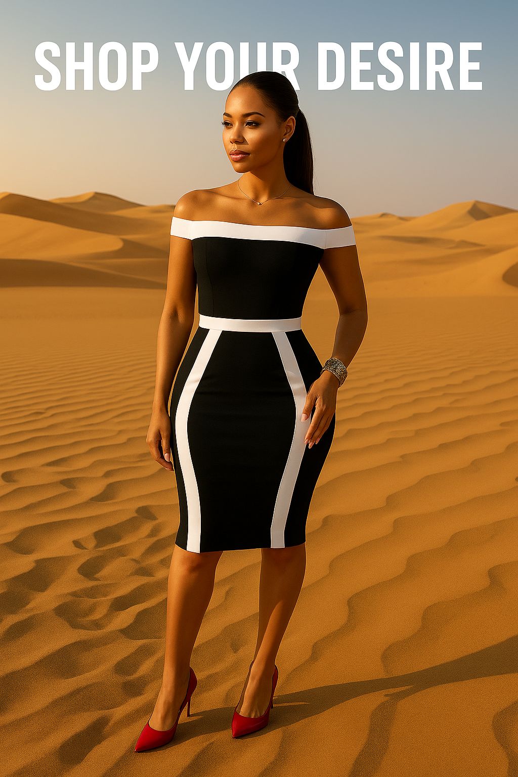 European Station Sexy Off-the-shoulder Slim-fit Sheath Dress
