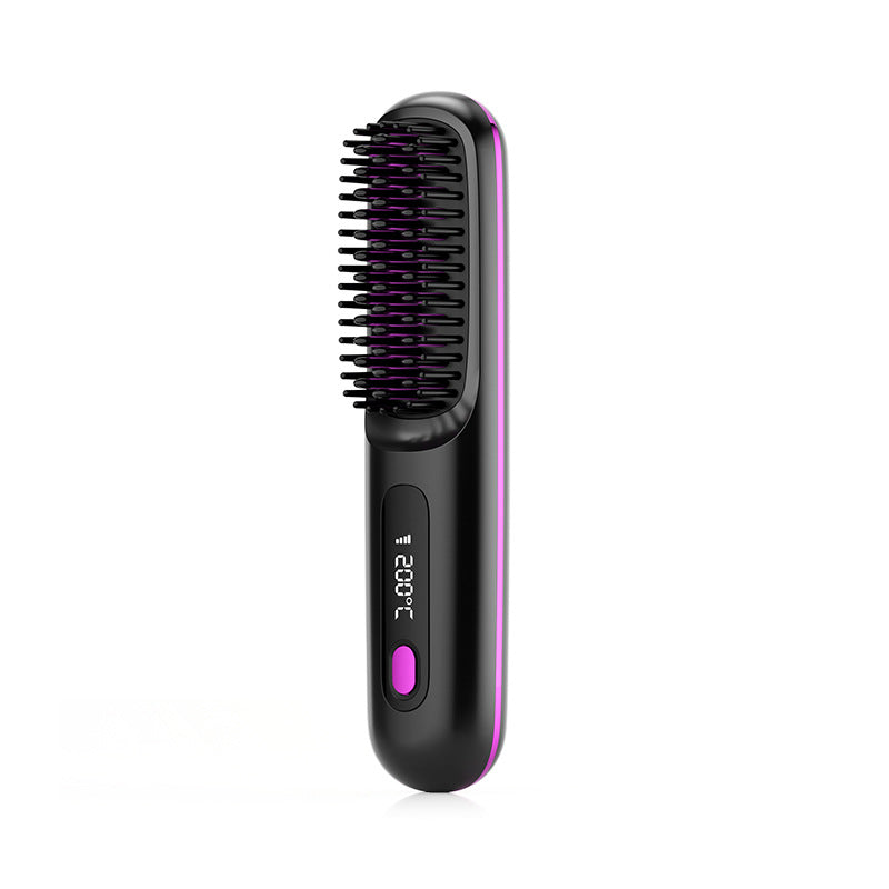 NEW LCD USB Charging Ceramic Heating Electric Comb Hair Straightener