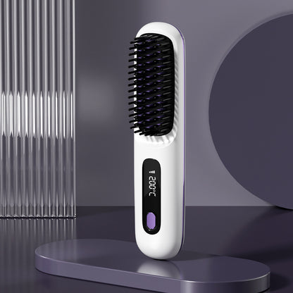 NEW LCD USB Charging Ceramic Heating Electric Comb Hair Straightener