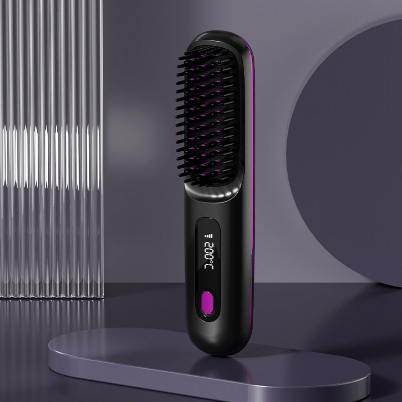 NEW LCD USB Charging Ceramic Heating Electric Comb Hair Straightener