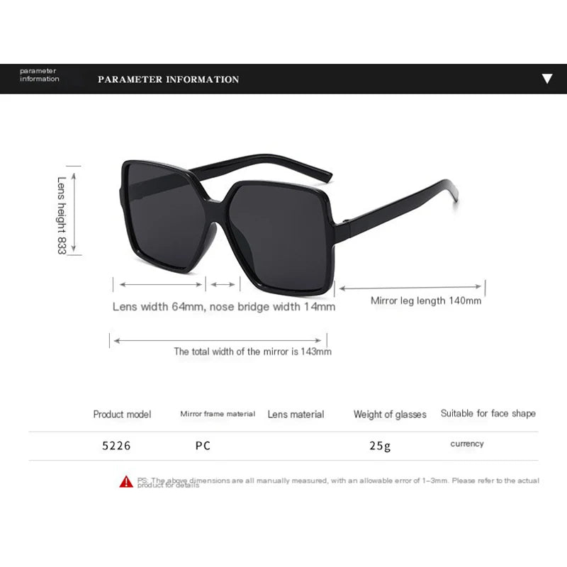 Women Oversized Sunglasses Gradient Plastic