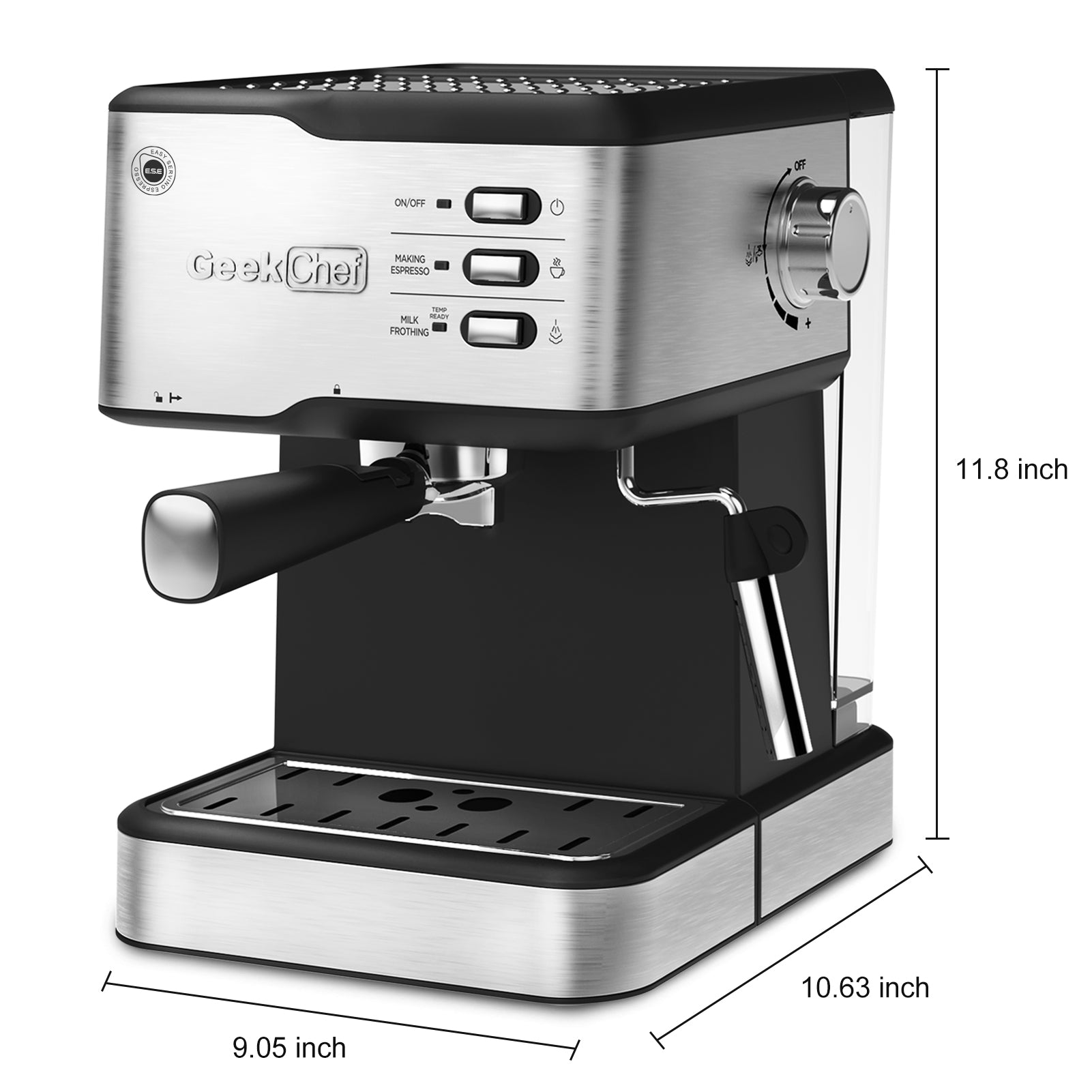 NEW Chef Espresso Machine, Espresso & Cappuccino Latte Maker 20 Bar Coffee Machine Compatible With ESE POD Capsules Filter&Milk Frother Steam Wand, 950W, 1.5L Water Tank Ban On Amazon