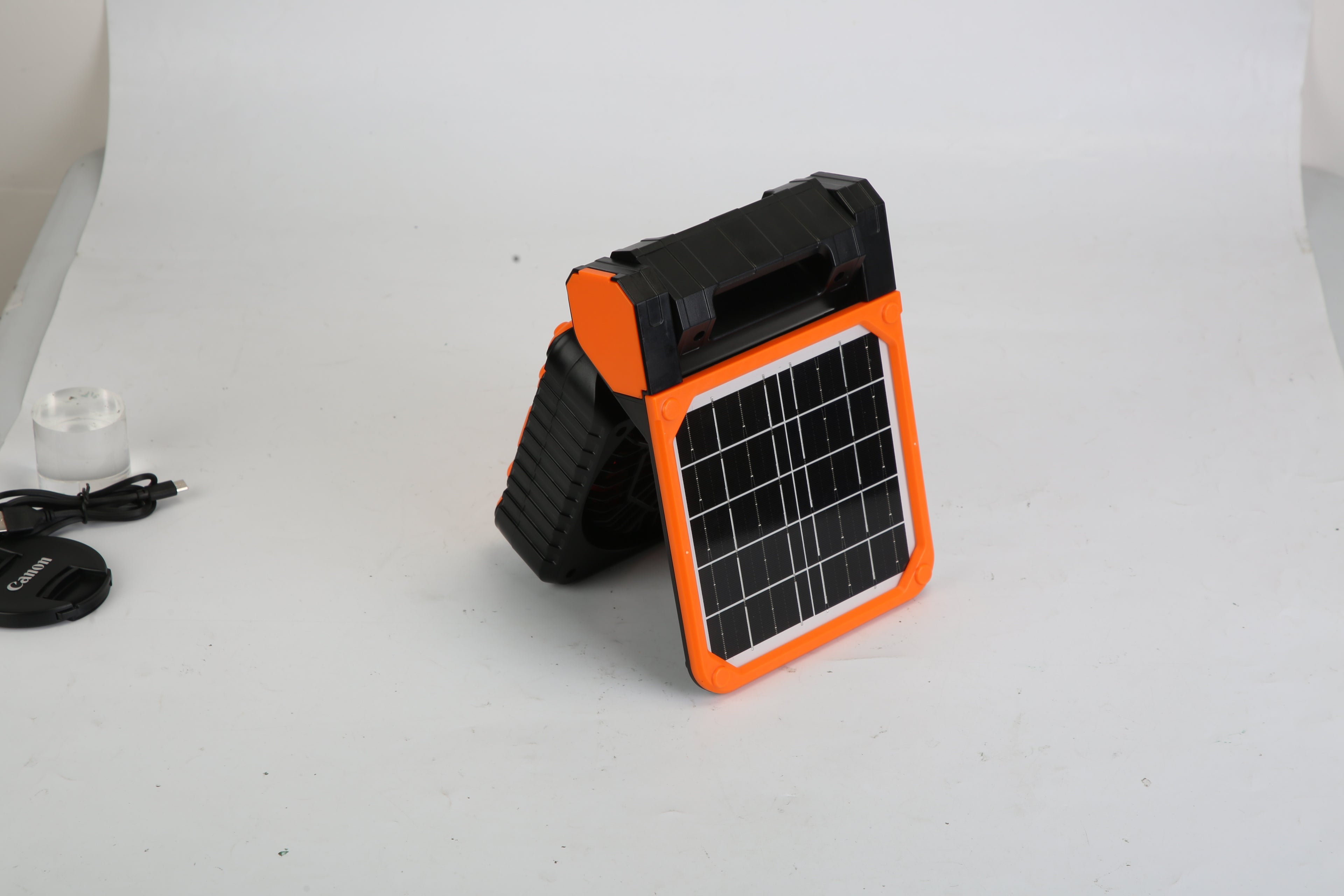 1Pc Solar Camping Fan With LED Lantern 5200mAh Rechargeable Battery Operated Portable Fan With Emergency Power Bank 4 Wind Speeds 3 Light Modes 3 Timers For Hiking Fishing Travel
