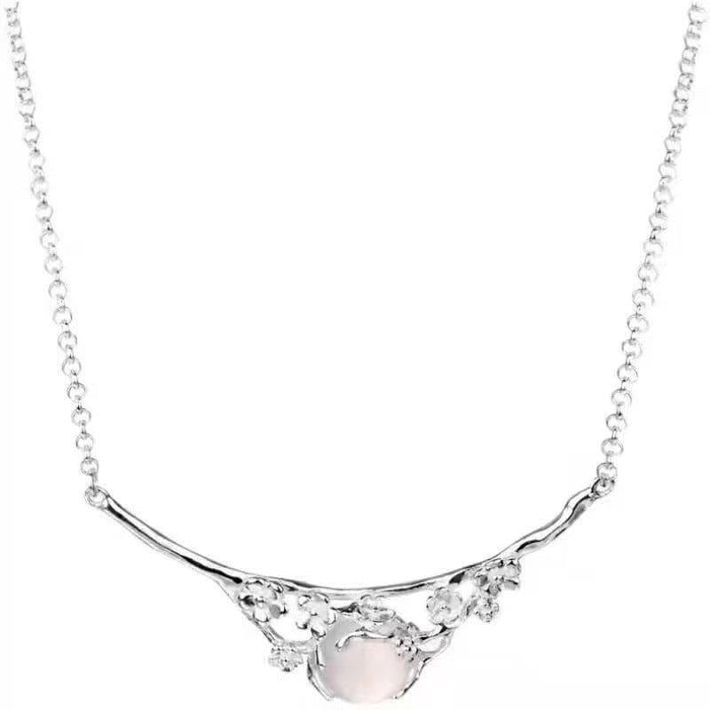 White Chalcedony Moon Shadow Cold Plum Necklace - Jona store