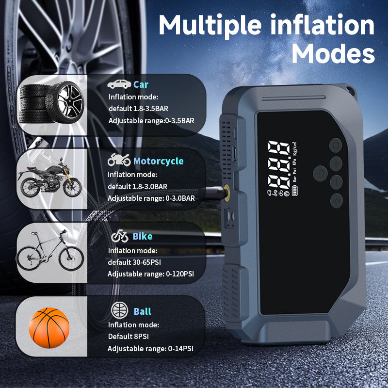 NEW Car Battery Starter With Air Compressor 150PSI With Digital Tire Inflator 12V Car Battery