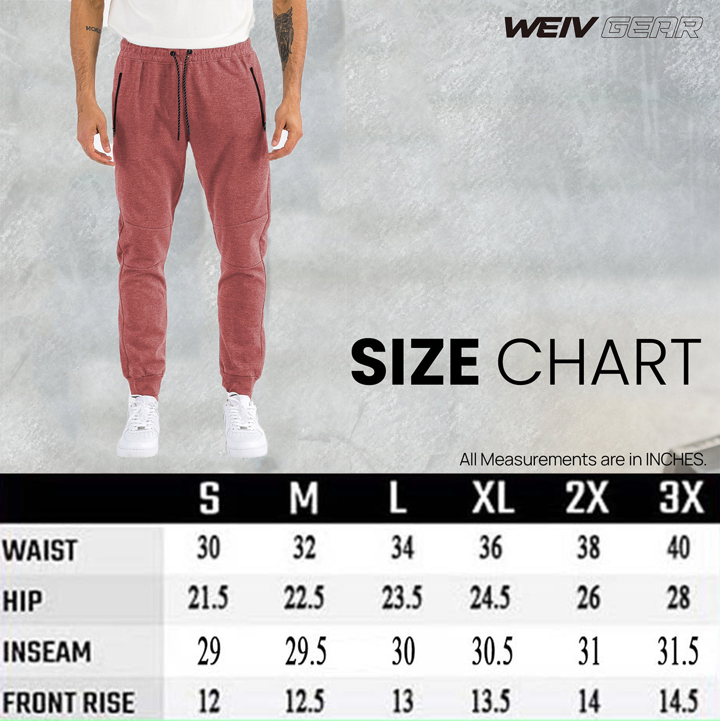 Men’s Heathered Jogger Sweatpants – Zipper Pockets, Elastic Waist, Soft Blend